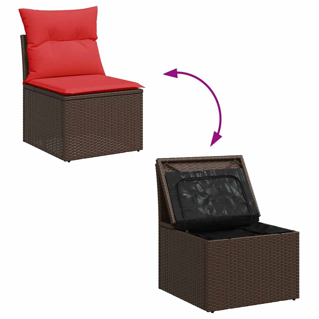 6-delige Loungeset met kussens poly rattan acacia bruin is nu te koop bij PeponiXL, paradijselijk wonen!