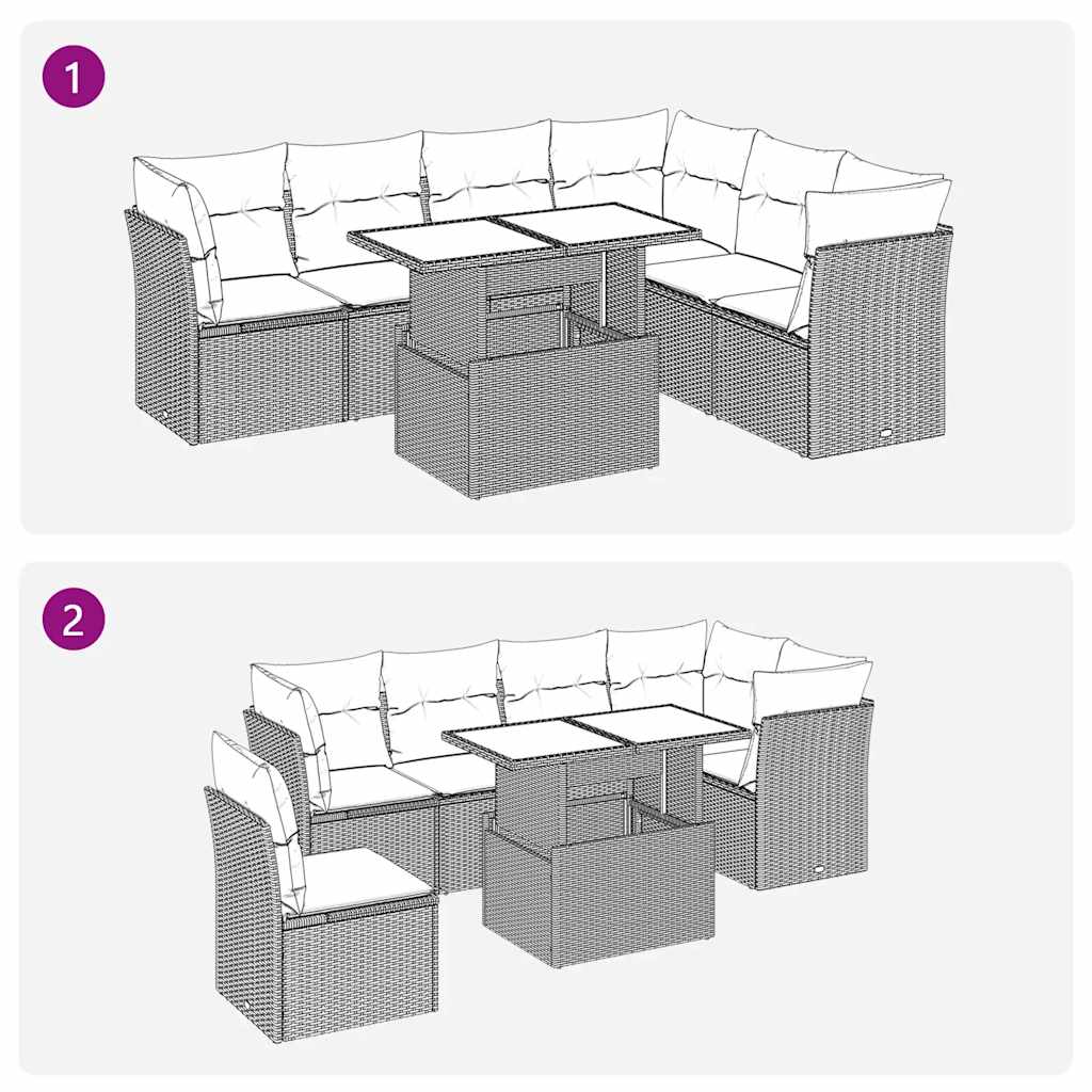 7-delige Loungeset met kussens poly rattan bruin is nu te koop bij PeponiXL, paradijselijk wonen!