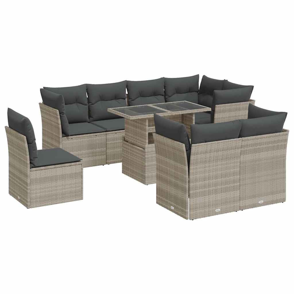 9-delige Loungeset met kussens poly rattan lichtgrijs is nu te koop bij PeponiXL, paradijselijk wonen!