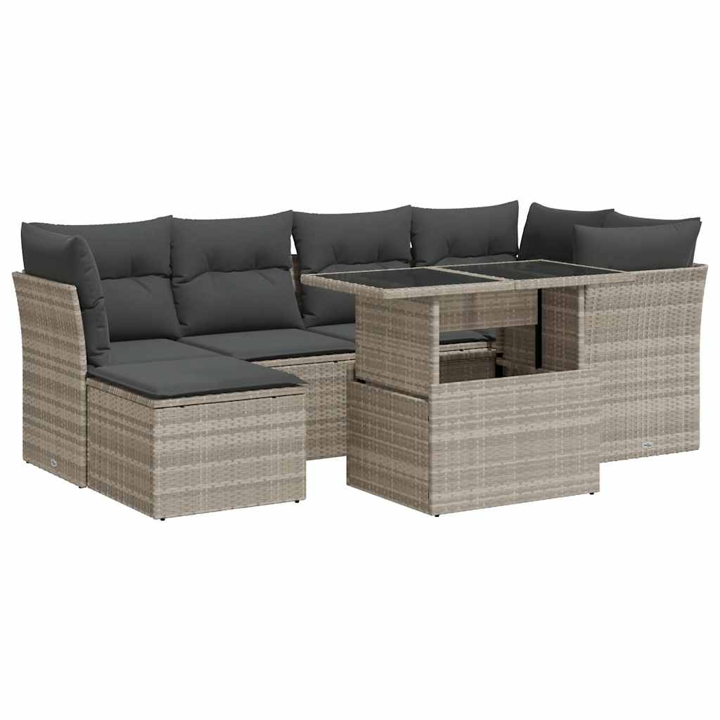 7-delige Loungeset met kussens poly rattan lichtgrijs is nu te koop bij PeponiXL, paradijselijk wonen!
