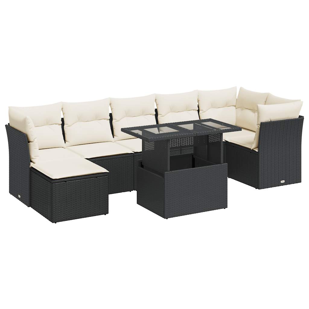 8-delige Loungeset met kussens poly rattan zwart is nu te koop bij PeponiXL, paradijselijk wonen!