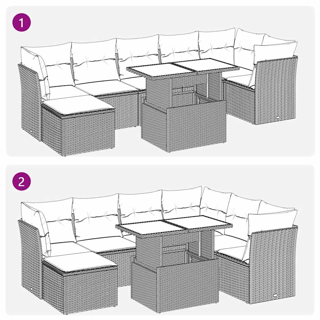 8-delige Loungeset met kussens poly rattan zwart is nu te koop bij PeponiXL, paradijselijk wonen!