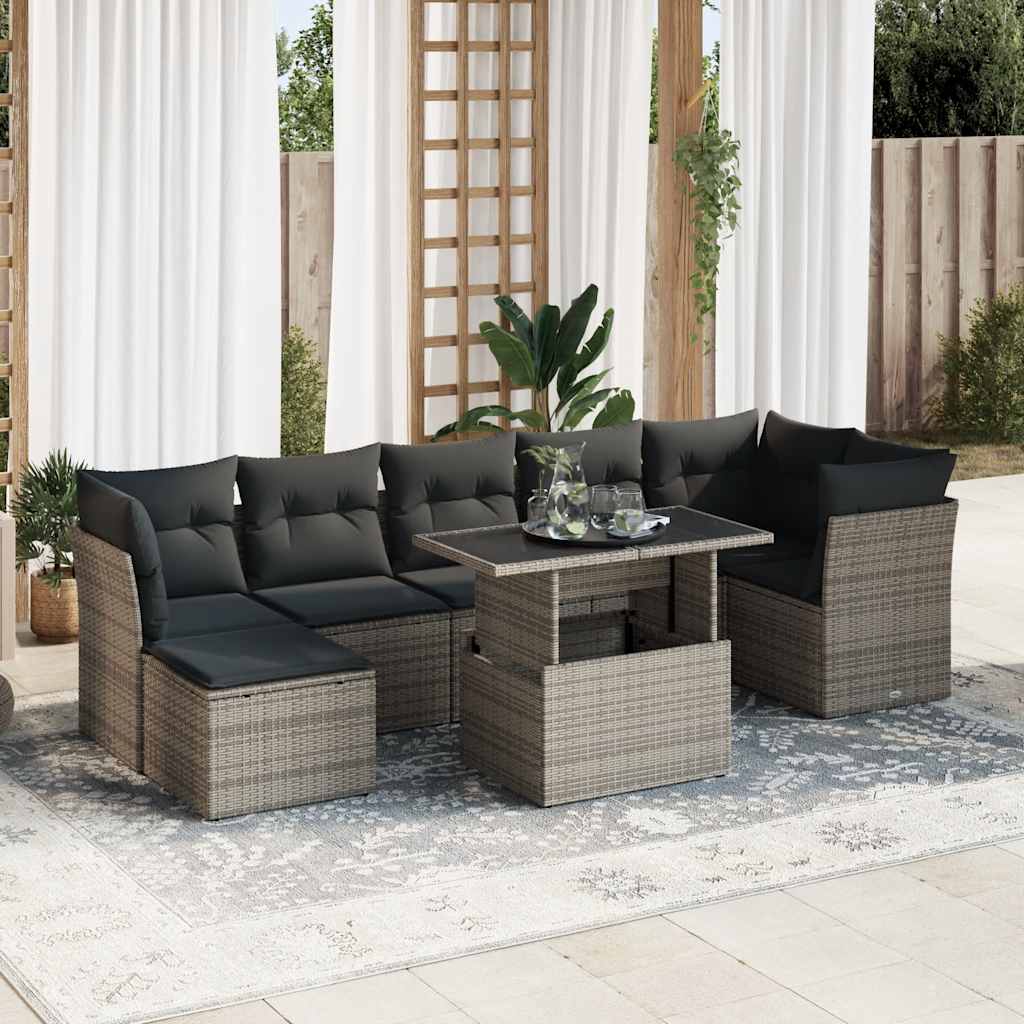 8-delige Loungeset met kussens poly rattan grijs is nu te koop bij PeponiXL, paradijselijk wonen!