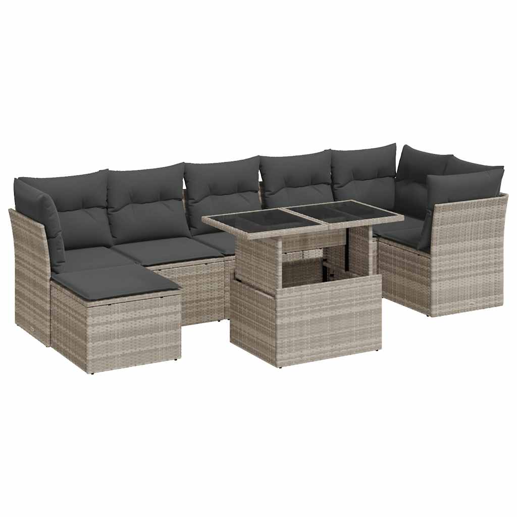 8-delige Loungeset met kussens poly rattan lichtgrijs is nu te koop bij PeponiXL, paradijselijk wonen!