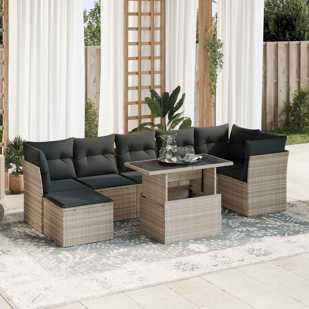 8-delige Loungeset met kussens poly rattan lichtgrijs is nu te koop bij PeponiXL, paradijselijk wonen!