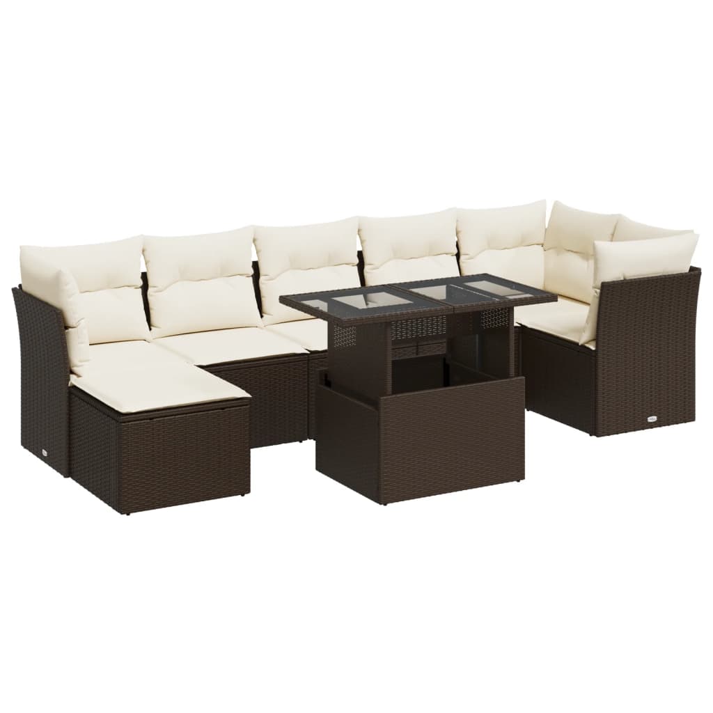 8-delige Loungeset met kussens poly rattan bruin is nu te koop bij PeponiXL, paradijselijk wonen!