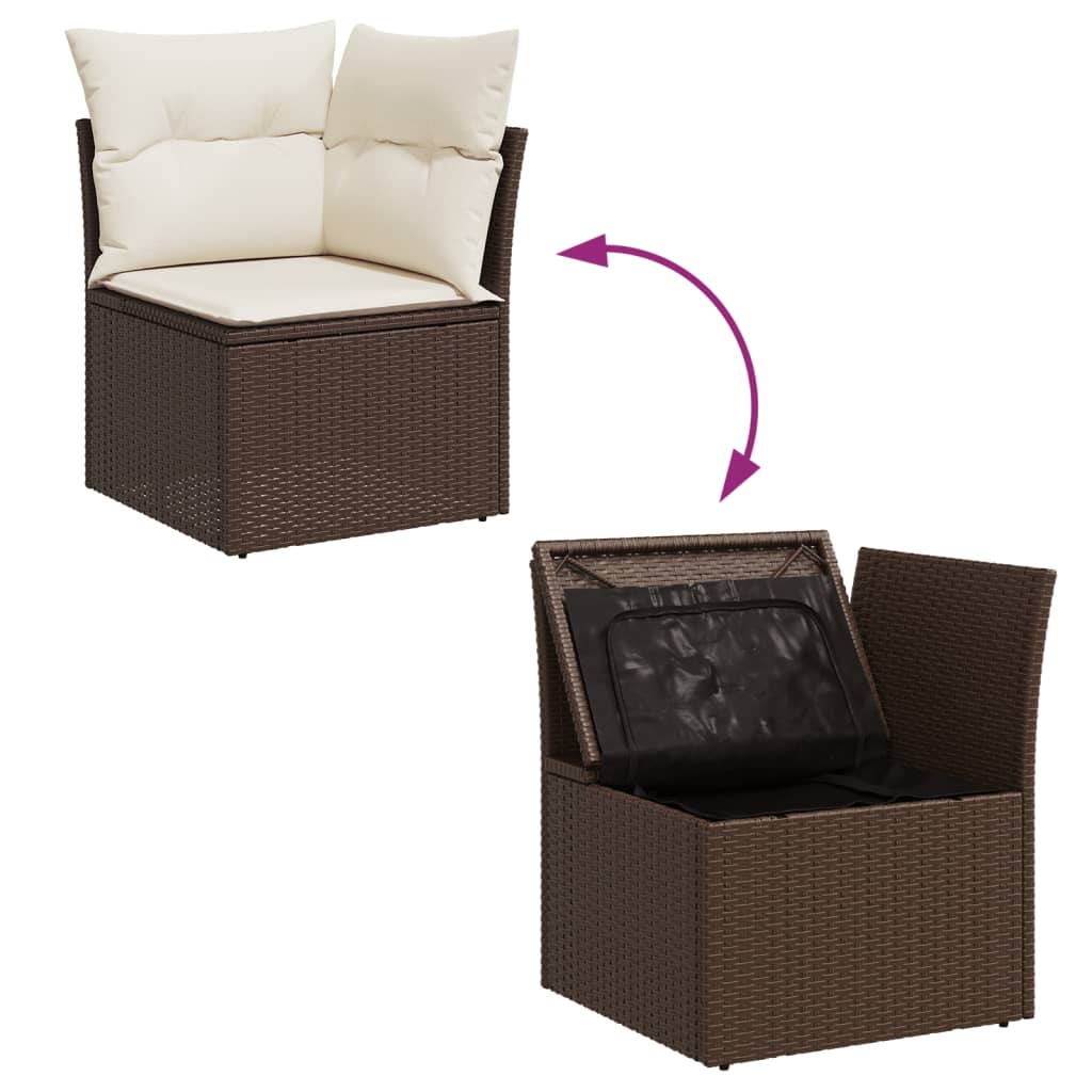 8-delige Loungeset met kussens poly rattan bruin is nu te koop bij PeponiXL, paradijselijk wonen!