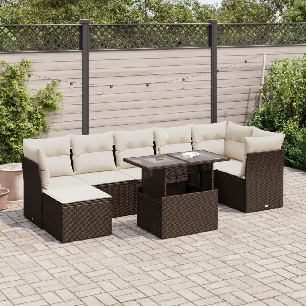 8-delige Loungeset met kussens poly rattan bruin is nu te koop bij PeponiXL, paradijselijk wonen!