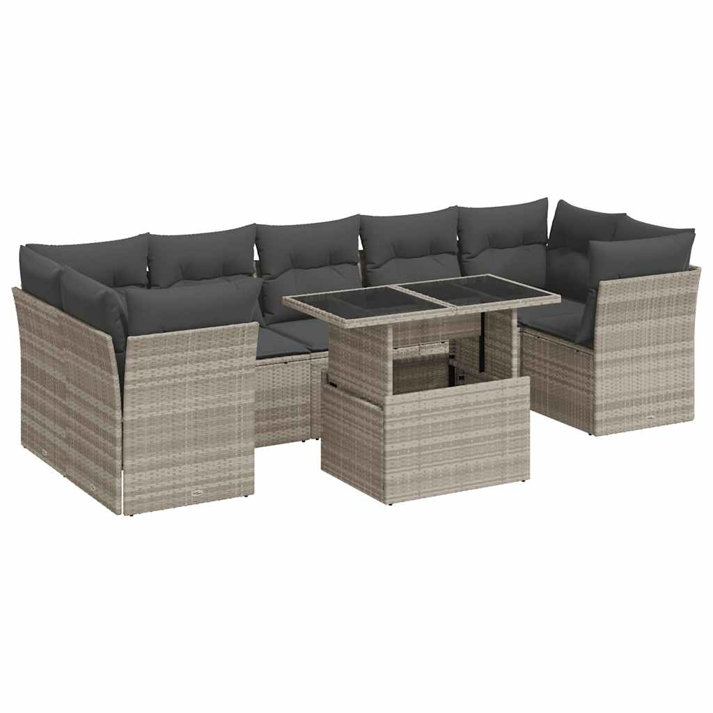 10-delige Loungeset met kussens poly rattan lichtgrijs is nu te koop bij PeponiXL, paradijselijk wonen!