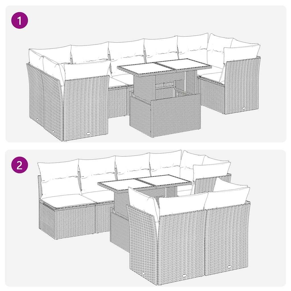 10-delige Loungeset met kussens poly rattan lichtgrijs is nu te koop bij PeponiXL, paradijselijk wonen!