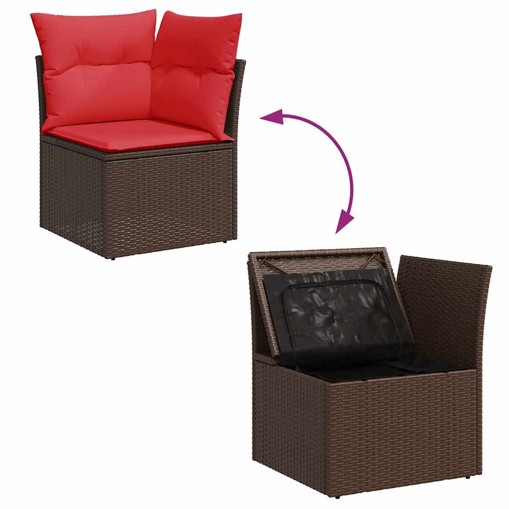 10-delige Loungeset met kussens poly rattan acacia bruin is nu te koop bij PeponiXL, paradijselijk wonen!