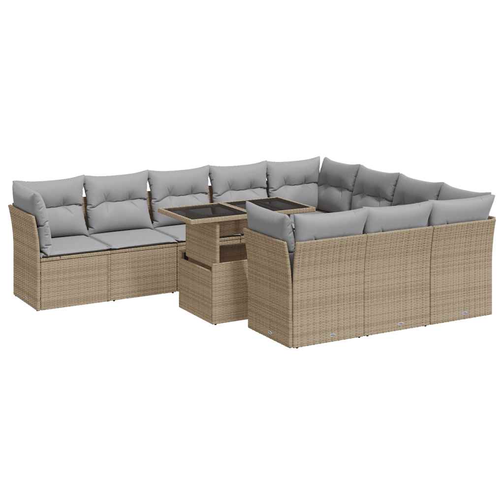 11-delige Tuinset met kussens poly rattan beige is nu te koop bij PeponiXL, paradijselijk wonen!