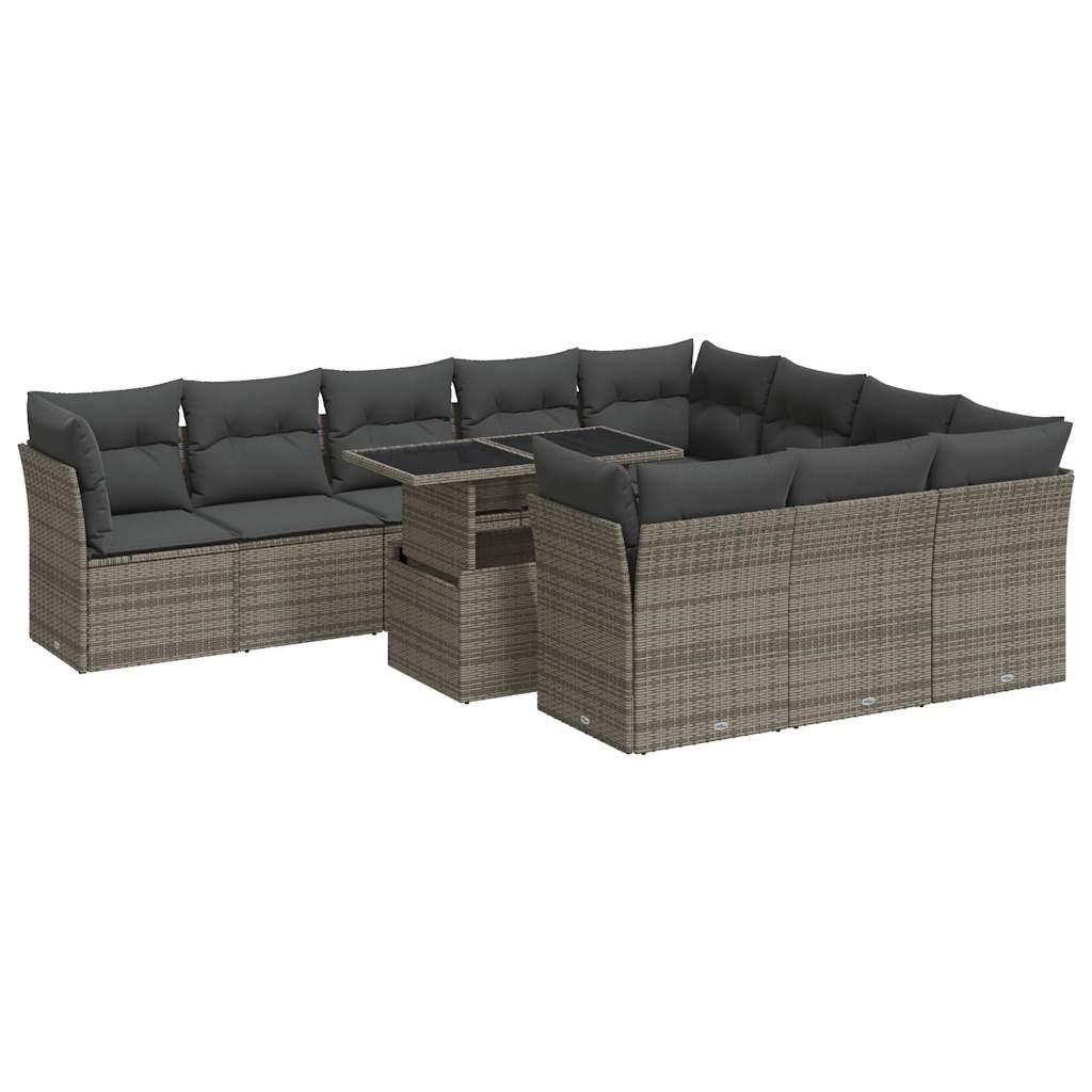 11-delige Loungeset met kussens poly rattan grijs is nu te koop bij PeponiXL, paradijselijk wonen!