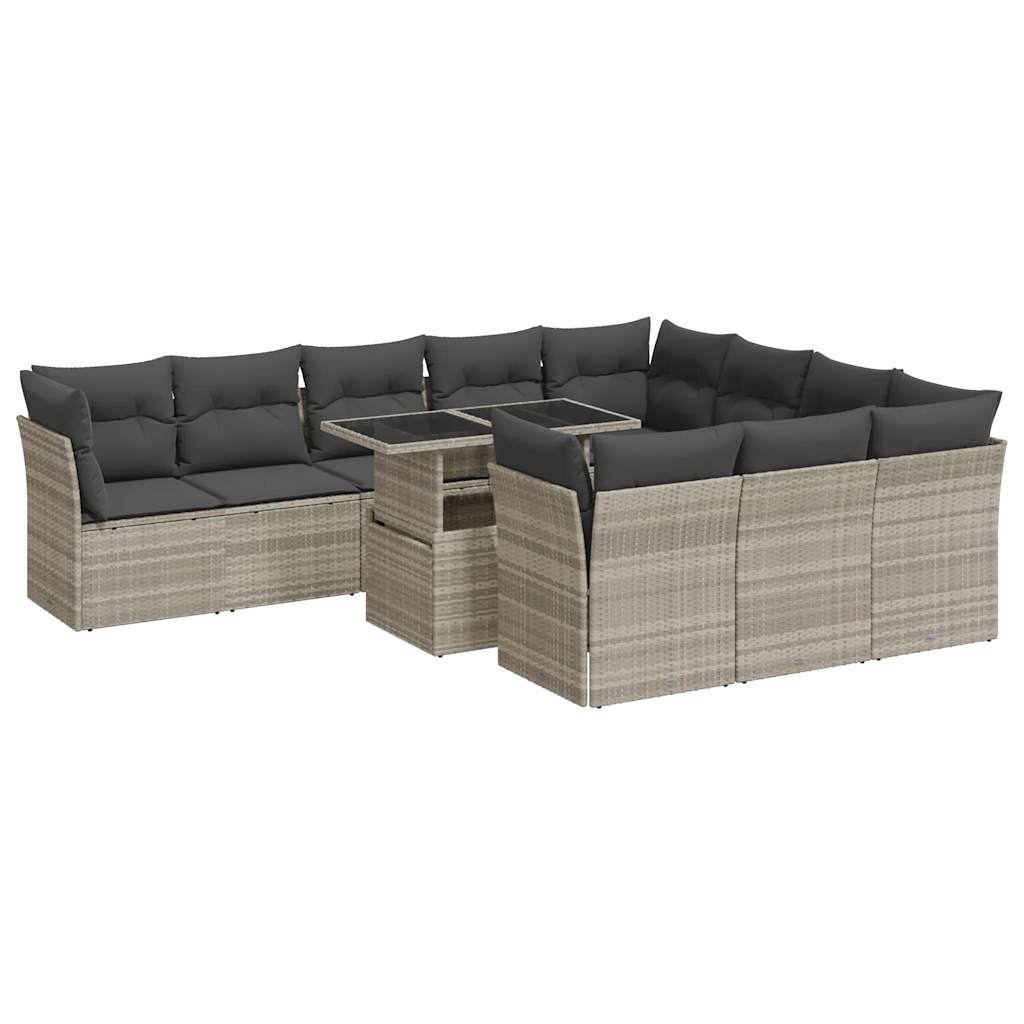11-delige Loungeset met kussens poly rattan lichtgrijs is nu te koop bij PeponiXL, paradijselijk wonen!