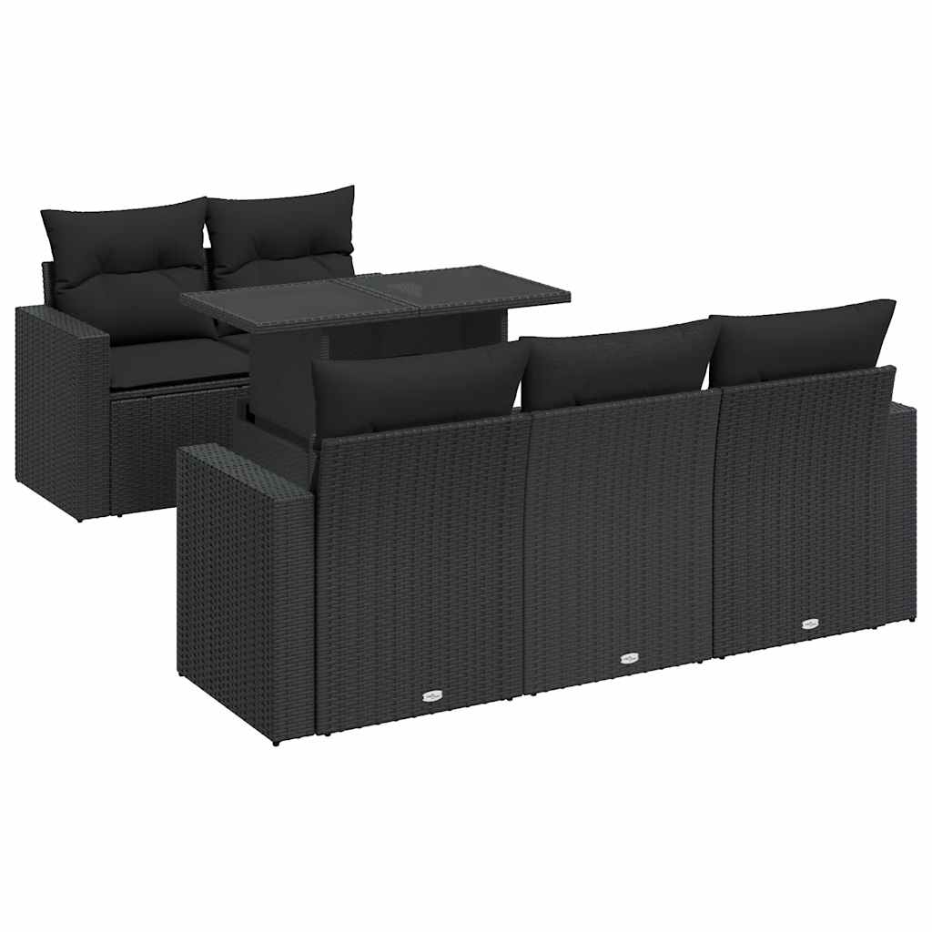 6-delige Loungeset met kussens poly rattan zwart is nu te koop bij PeponiXL, paradijselijk wonen!