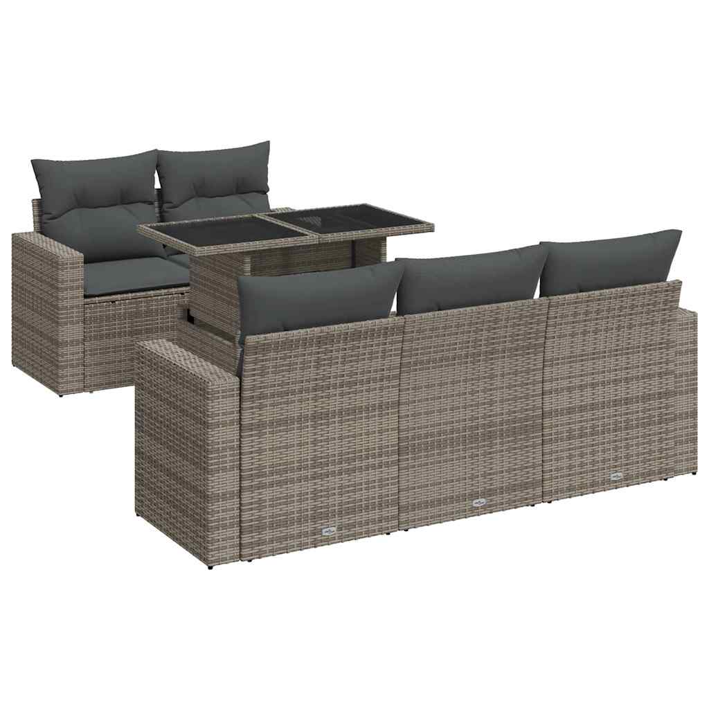 6-delige Loungeset met kussens poly rattan grijs is nu te koop bij PeponiXL, paradijselijk wonen!