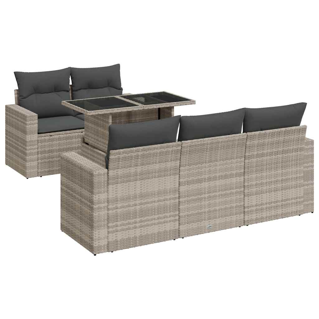 6-delige Loungeset met kussens poly rattan lichtgrijs is nu te koop bij PeponiXL, paradijselijk wonen!