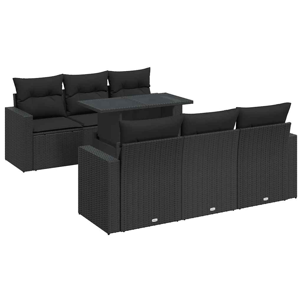 7-delige Loungeset met kussens poly rattan zwart is nu te koop bij PeponiXL, paradijselijk wonen!
