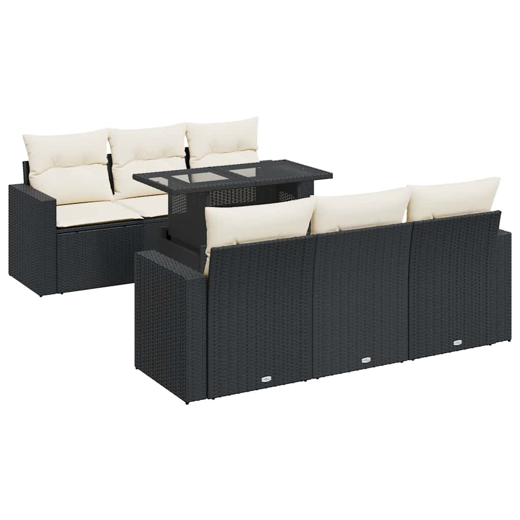 7-delige Loungeset met kussens poly rattan zwart is nu te koop bij PeponiXL, paradijselijk wonen!