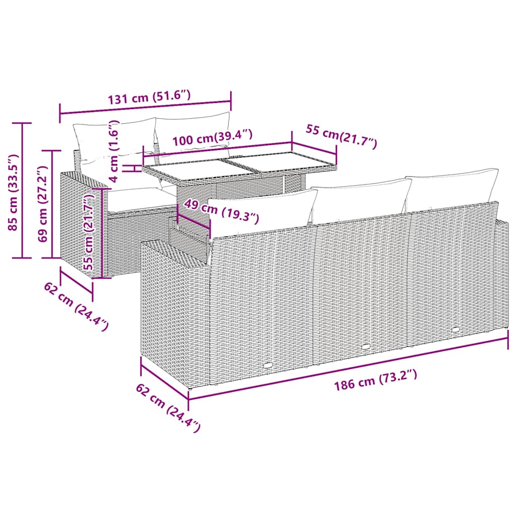 7-delige Loungeset met kussens poly rattan zwart is nu te koop bij PeponiXL, paradijselijk wonen!