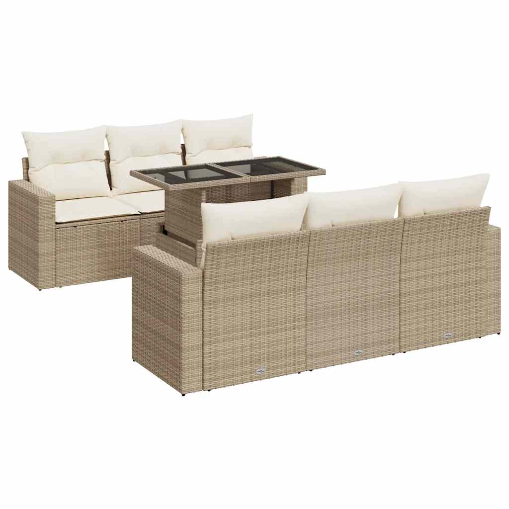 7-delige Loungeset met kussens poly rattan beige is nu te koop bij PeponiXL, paradijselijk wonen!