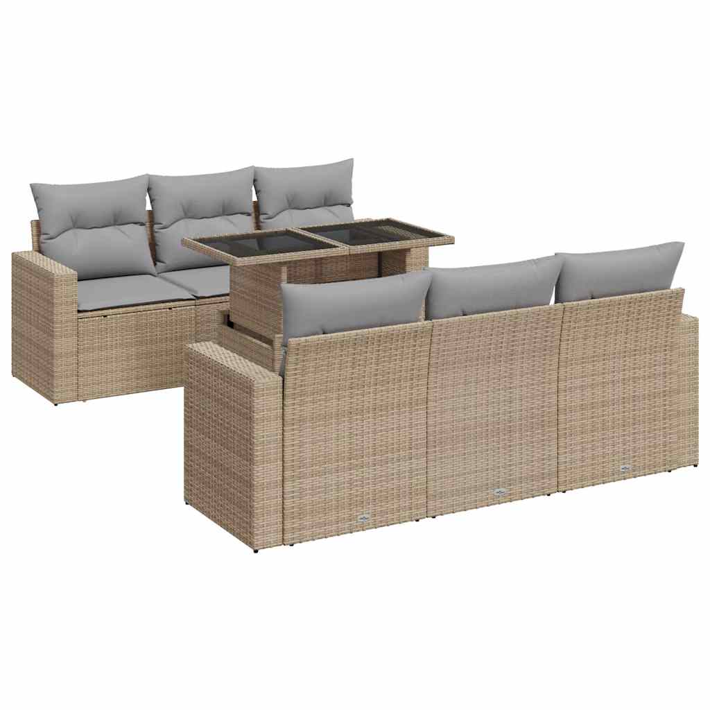 7-delige Loungeset met kussens poly rattan beige is nu te koop bij PeponiXL, paradijselijk wonen!