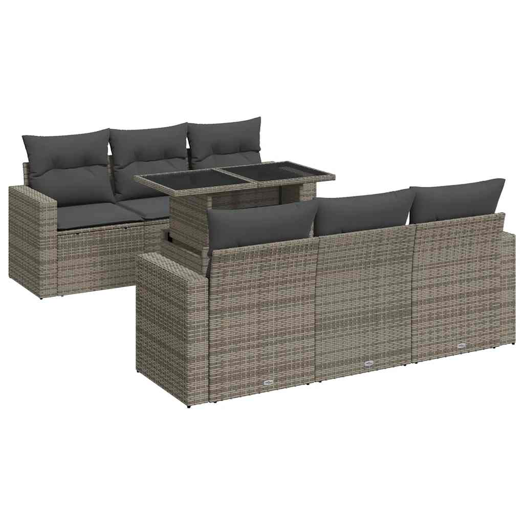 7-delige Loungeset met kussens poly rattan grijs is nu te koop bij PeponiXL, paradijselijk wonen!