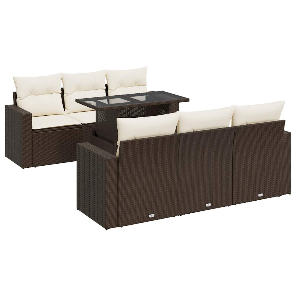 7-delige Loungeset met kussens poly rattan bruin is nu te koop bij PeponiXL, paradijselijk wonen!