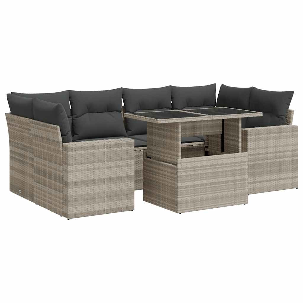 7-delige Loungeset met kussens poly rattan lichtgrijs is nu te koop bij PeponiXL, paradijselijk wonen!