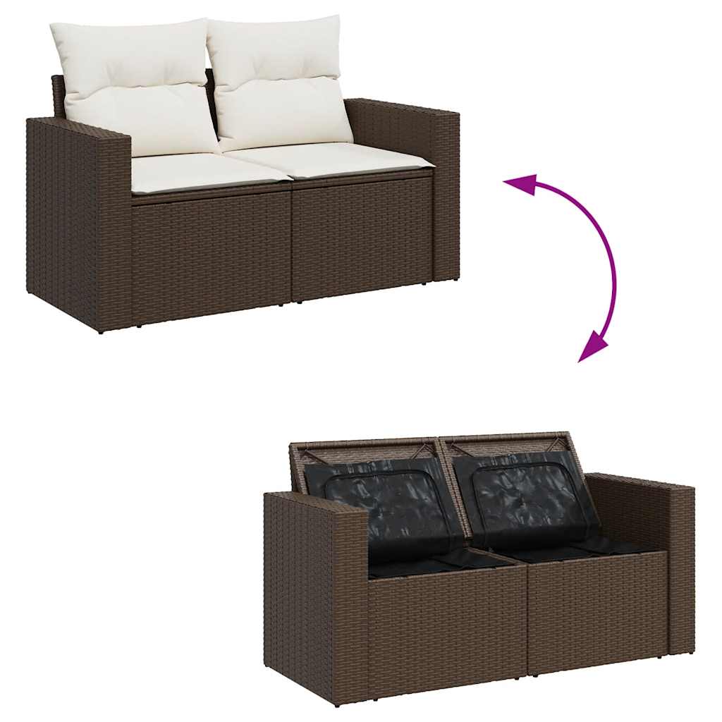 7-delige Loungeset met kussens poly rattan bruin is nu te koop bij PeponiXL, paradijselijk wonen!