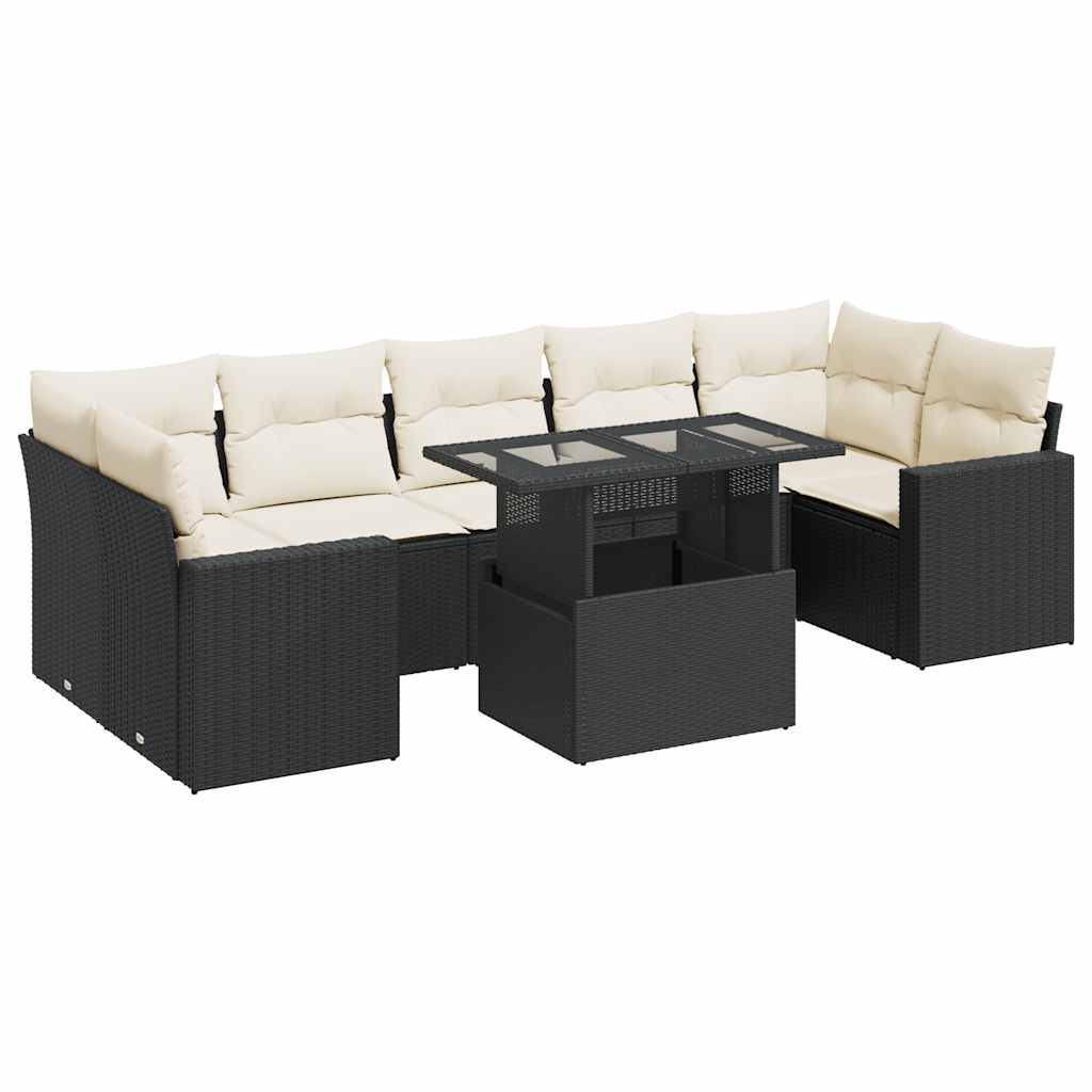 8-delige Loungeset met kussens poly rattan zwart is nu te koop bij PeponiXL, paradijselijk wonen!