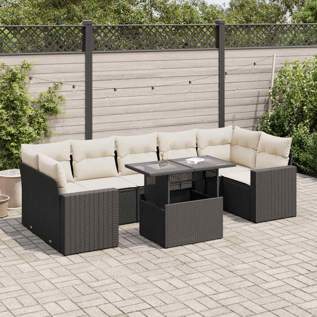 8-delige Loungeset met kussens poly rattan zwart is nu te koop bij PeponiXL, paradijselijk wonen!