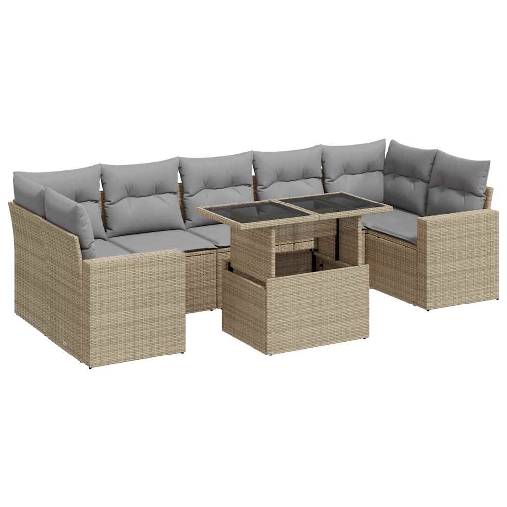 8-delige Loungeset met kussens poly rattan beige is nu te koop bij PeponiXL, paradijselijk wonen!