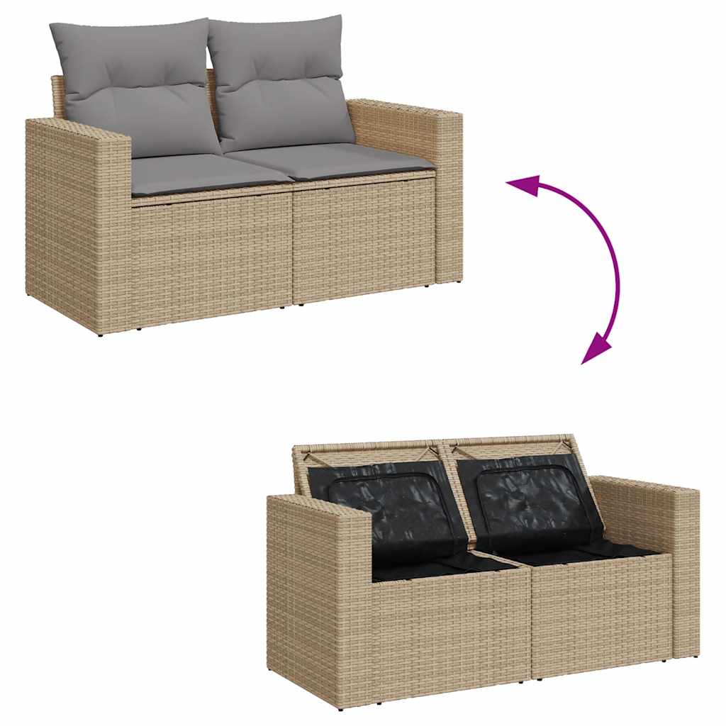 8-delige Loungeset met kussens poly rattan beige is nu te koop bij PeponiXL, paradijselijk wonen!