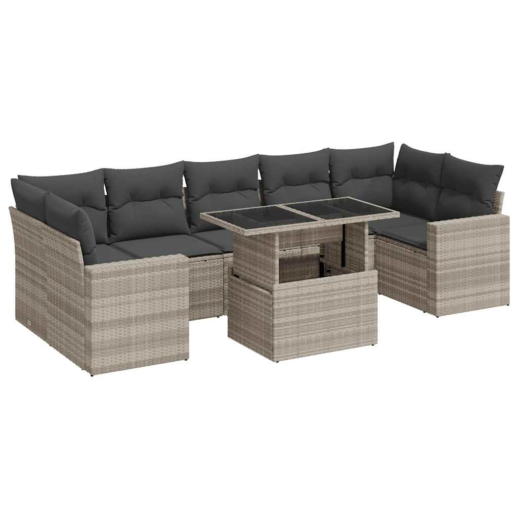 8-delige Loungeset met kussens poly rattan lichtgrijs is nu te koop bij PeponiXL, paradijselijk wonen!