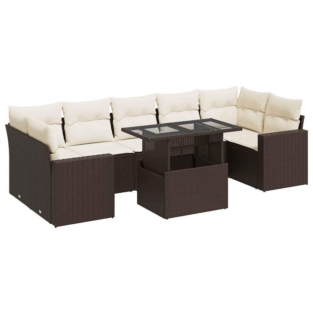 8-delige Loungeset met kussens poly rattan bruin is nu te koop bij PeponiXL, paradijselijk wonen!