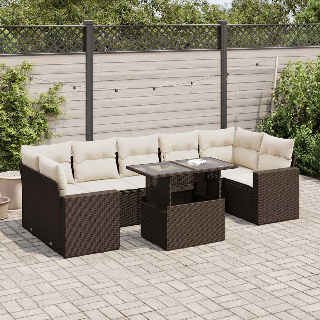8-delige Loungeset met kussens poly rattan bruin is nu te koop bij PeponiXL, paradijselijk wonen!