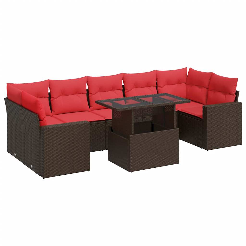 8-delige Loungeset met kussens poly rattan acacia bruin is nu te koop bij PeponiXL, paradijselijk wonen!