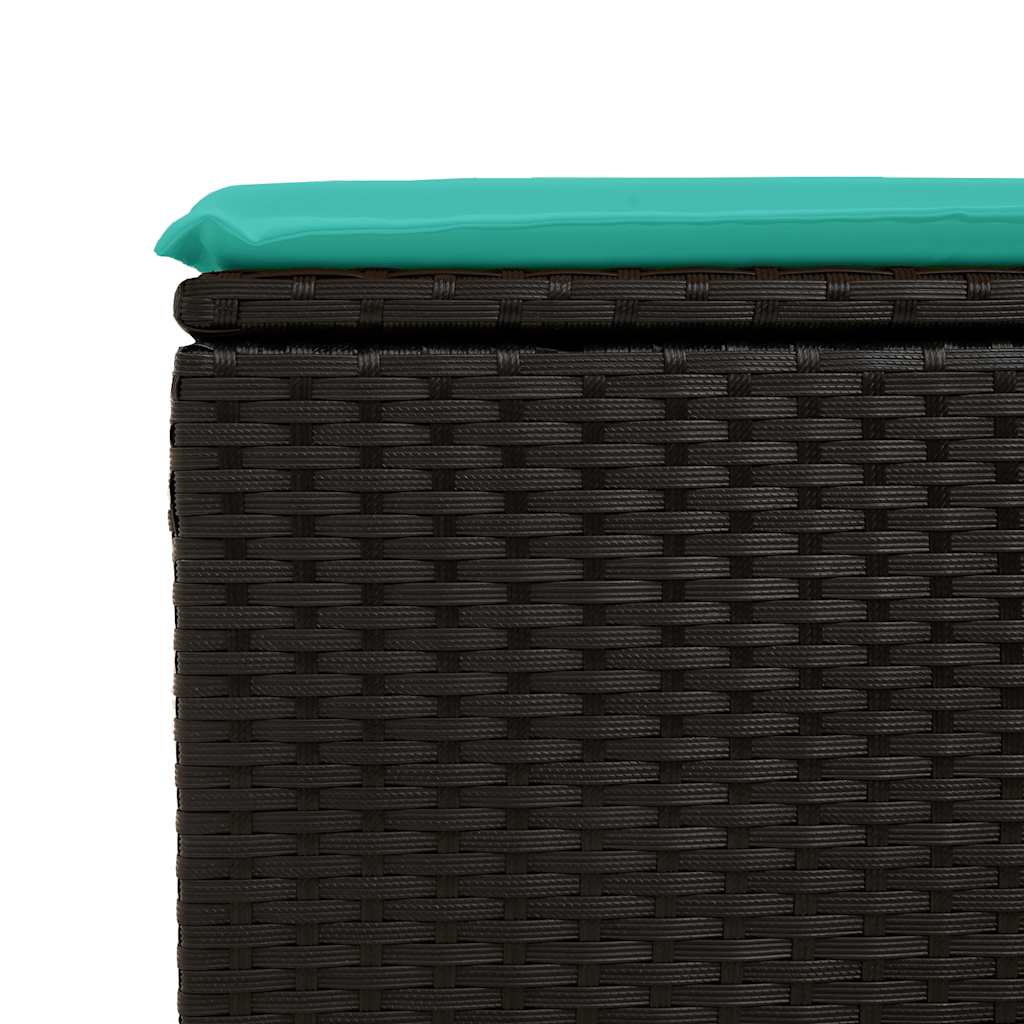 6-delige Loungeset met kussens poly rattan acacia zwart