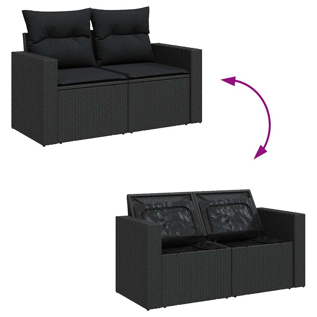6-delige Loungeset met kussens poly rattan zwart is nu te koop bij PeponiXL, paradijselijk wonen!