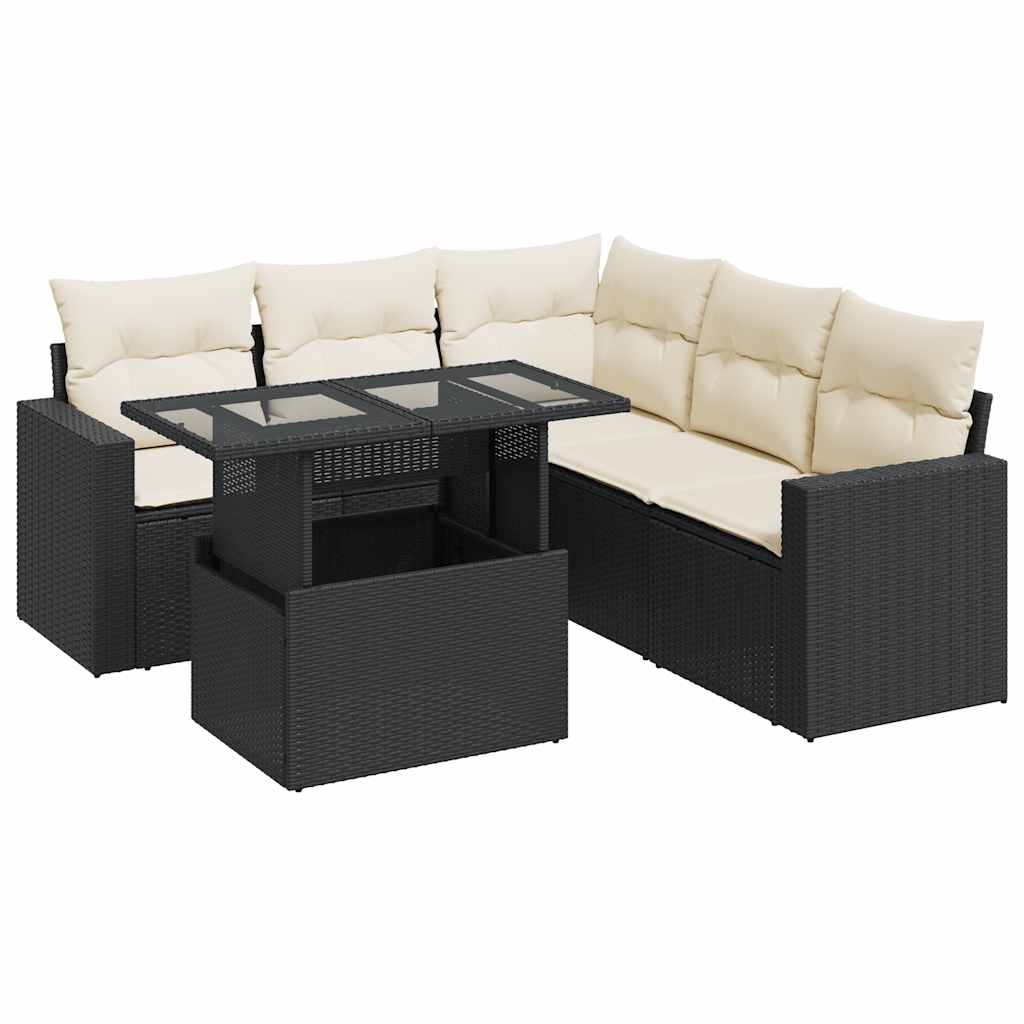6-delige Loungeset met kussens poly rattan zwart is nu te koop bij PeponiXL, paradijselijk wonen!