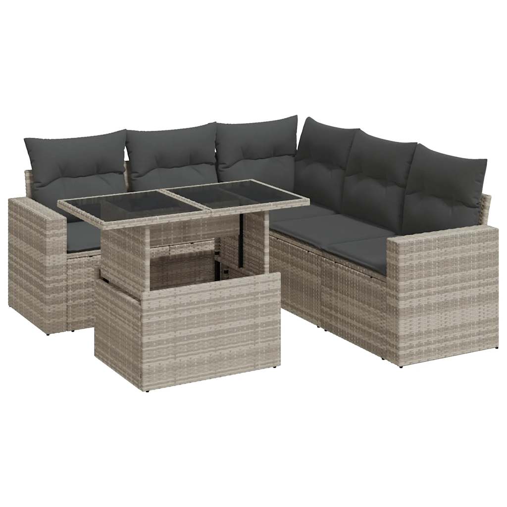 6-delige Loungeset met kussens poly rattan lichtgrijs is nu te koop bij PeponiXL, paradijselijk wonen!