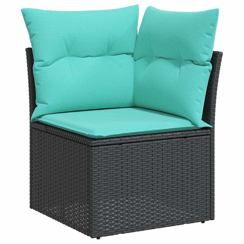 7-delige Loungeset met kussens poly rattan acacia zwart is nu te koop bij PeponiXL, paradijselijk wonen!