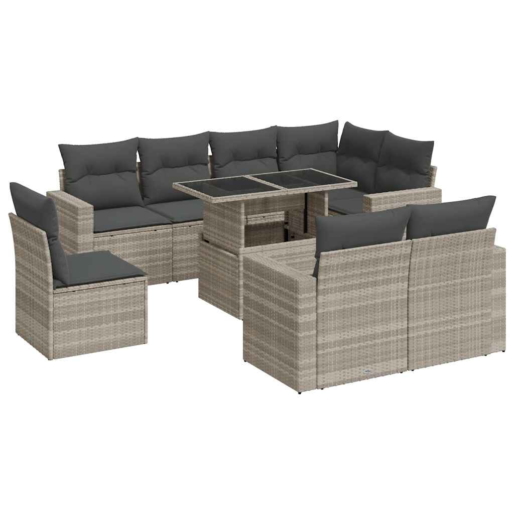 9-delige Loungeset met kussens poly rattan lichtgrijs is nu te koop bij PeponiXL, paradijselijk wonen!