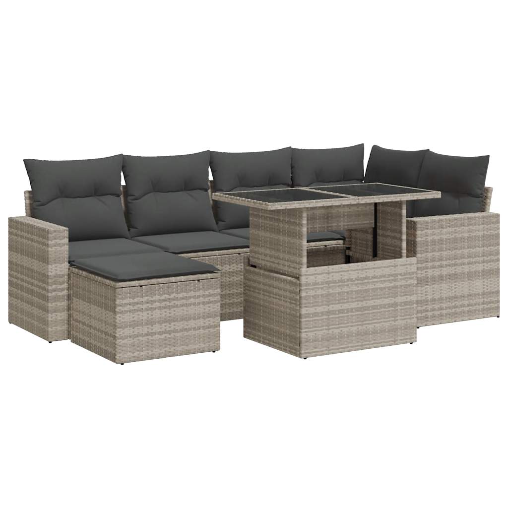 7-delige Loungeset met kussens poly rattan lichtgrijs is nu te koop bij PeponiXL, paradijselijk wonen!