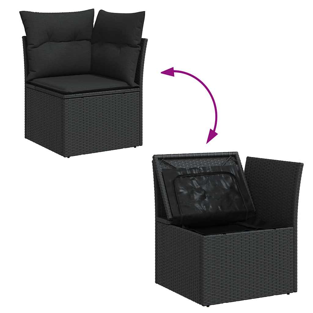 8-delige Loungeset met kussens poly rattan zwart is nu te koop bij PeponiXL, paradijselijk wonen!