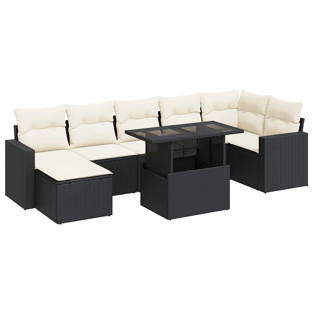 8-delige Loungeset met kussens poly rattan zwart is nu te koop bij PeponiXL, paradijselijk wonen!