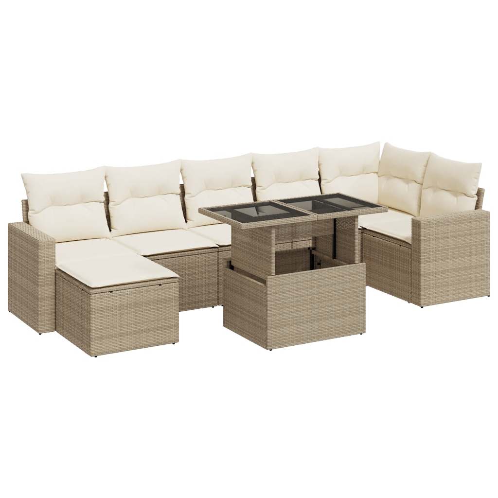 8-delige Loungeset met kussens poly rattan beige is nu te koop bij PeponiXL, paradijselijk wonen!
