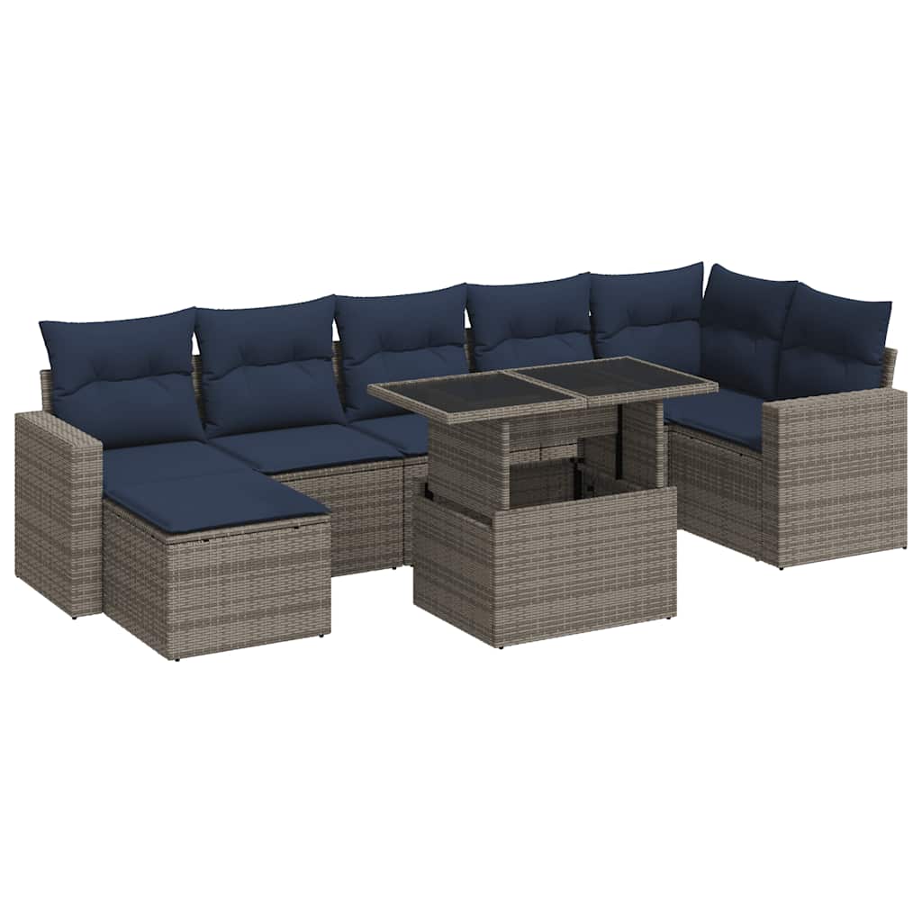 8-delige Loungeset met kussens poly rattan acacia grijs is nu te koop bij PeponiXL, paradijselijk wonen!