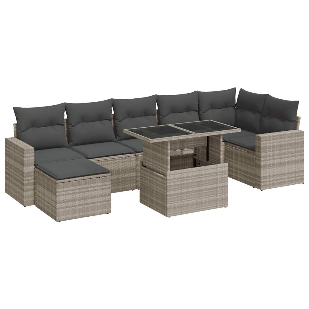 8-delige Loungeset met kussens poly rattan lichtgrijs is nu te koop bij PeponiXL, paradijselijk wonen!